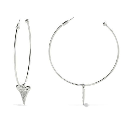 Shark Tooth Hoop Earrings by Lauren Howe | .925 Sterling Silver | Crystal